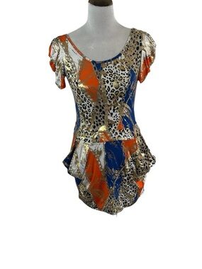 Miss California Chain & Leopard Print Cutout Mini Dress Y2K Glam Clubwear
